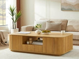 46.5"modern luxury oval coffee table with drawers and storage compartments, curved contour design, W1162P339120