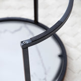 Set 2 Coffee Table Nesting White and gray top Black Frame Circular Round and Marble Pattern Wooden 45806374