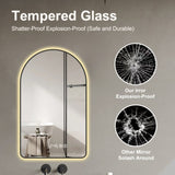 28"x48"Arched LED Mirror for Bathroom,Time and temperature display, Backlight, Anti-Fog, Dimmable, W2709P242512