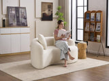 LY-042 S-Curved Chenille Sectional Sofa Dual-Depth , White, No Assembly, Compact for W2231P329713
