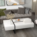 ON-TREND Contemporary Rectangle Design Living Room Furniture, Modern High Gloss Surface Cocktail WF292142AAK