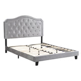 Upholstered Bed Button Tufted with Curve Design - Strong Wood Slat Support - Easy Assembly - Light W311P228694