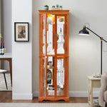 ZUN Lighted Glass Curio Display Cabinet,Display Cabinet,Glass Storage Cabinet Glass Wine cabinet Wood W2275P178797