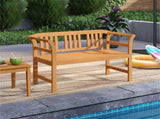 2-Person Acacia Wood Outdoor Bench, 119.3850.8078.74cm 800LBS Capacity Patio Loveseat with 27240101