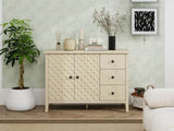 Modern 2 Door 3 Drawer Storage Cabinet,Buffet Cabinet with 2 Embossed Door for Living Room, Kitchen, W688P223053
