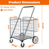 Bigger Super Jumbo Shopping Cart,Grocery Cart on Wheels, Foldable Utility Shopping Carts with Double 11211682