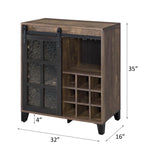 Rustic Oak and Black Wine Cabinet with Door B062P191067
