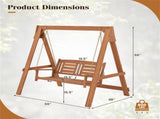 2-Person Hardwood Porch Swing with Stand, 800 LBS Capacity Outdoor Patio Swing Chair for Garden 06874000