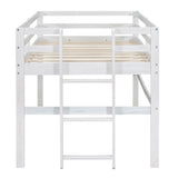 ZUN Wood Twin Size Loft Bed with Side Ladder, Antique White WF312787AAK