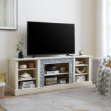 Large TV Desk Storage Rack with Faux Stacked Stone Surround,Media Console Table with Large Storage W1758P187682