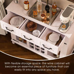 ZUN 47" Farmhouse Coffee Bar Cabinet with Storage, LED Light Charging Station, Power Outlet, Wine & WF323412AAK