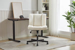 ZUN Armless Desk Chairs with Wheels Office Chair Vanity Chair with Technical Cloth Adjustable Swivel W2725P207683