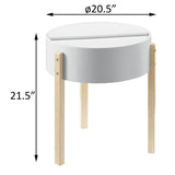 White and Natural End Table with Hidden Storage B062P185697
