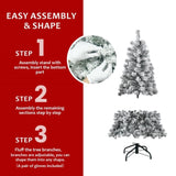 Artificial 5ft Flocked Christmas Tree with 407 PVC Branch Tips, Round head, Foldable Base for Indoor 55068094