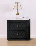 1pc Faux Marble Top Nightstand 2- Drawers Storage Gray Finish Button Tufted Faux Crystal Tufted B011P265734