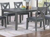 Gray Finish Dining Table 6x Chairs 7pcs Dining Set Cushion Seat Nailhead X-Cross Back Chairs Dining B011P348932