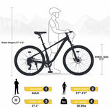 27.5 Inch Wheels 8 Speed Mountain Bike, for Men Women Boys and Girls, Front Suspension, Steel Frame W1019P234035