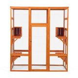 Large Cat Enclosure with 5 Perches, 2 Condos and 1 Lockable Door, Orange W2181P160607