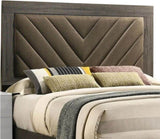 Contemporary 1pc King Size Bed Bedroom Furniture Upholstered Headboard Rubberwood 1pc Bedframe Gray B011P236808