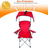 ZUN Foldable Beach Canopy Chair Sun Protection Camping Lawn Canopy Chair 330LBS Load Folding Seat,red 19710726