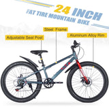 ZUN Mountain Bike for Girls and Boys Mountain 24 inch shimano 7-Speed bike W1019P203880