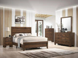 Brown Cherry Finish Fabric 1pc King Size Panel Bed Beautiful Wooden Bedroom Furniture Contemporary B011P174707