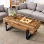 ZUN A coffee table made of American vintage MDF Equipped with drawers made of solid wood W1151141600