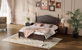 Queen Size Wood Platform Bed Frame,Retro Style Platform Bed with Wooden Slat Support,Dark Walnut WF308185AAD