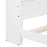 Twin Pine Wood Bed with Bookcase Headboard ,LED Motion Sensor Light, Guardrails,White W504P277596