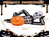 7ft Inflatable Halloween Decor with Lying Skeleton, 7 Built-in LED Lights, Black & White, 12V 1250mA 90127940