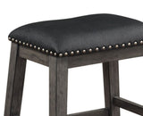 Gray Finish Set of 2 Counter Height Barstool Black Faux Leather Seat Nailhead Trim Casual Dining B01146330