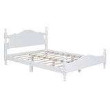 Queen Size Wood Platform Bed Frame,Retro Style Platform Bed with Wooden Slat Support,White WF310132AAK