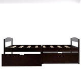 Twin size platform bed, with two drawers, espresso WF195910AAP
