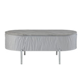 ZUN Grey High Gloss and Chrome Coffee Table B062P209131