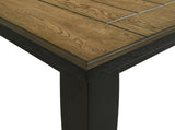 1pc Contemporary Style Dining Rectangular Table with18" Leaf Tapered Block Feet Wheat Charcoal B011138070