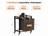 Laundry Hamper with 1 Pull-Out Removable Sorter Bags, Movable Wheels, Freestanding Clothes Basket 35109375