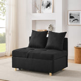 Convertible Sleeper Sofa Chair Adjustable Backrest Recliner with Pullout Sofa Bed with Wheels, W1413P227516