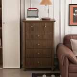Fluted 5 Drawer Dresser, 45 Inch Tall Modern Chest of Drawers, Bedroom Dresser with Metal Handle, W1716P330707