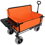 3-in-1 Folding Wagon with Bench Seat & Rear-Mounted Folding Tabletop 500lbs Capacity, 9"x4" Beach W2932P320637