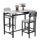 ZUN Kitchen Table Set, Dining Table and Chairs for 2, 3 Piece Dining Room Table Set with 2 Upholstered 05790443