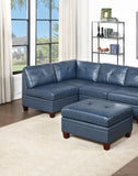 Contemporary Genuine Leather 1pc Armless Chair Ink Blue Color Tufted Seat Living Room Furniture B01151379