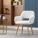 ZUN Dining Chairs with Faux Fur, Mid Century Side Chairs with Solid Painting Steel Leg for Dining Room 00840312