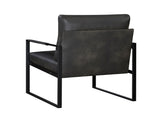 Modern Accent Chair Cushioned Seat Dark Gray Faux Leather Upholstery Black Metal Frame 1pc Style B011P255744