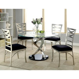 Set of 2 Black Microfiber and Metal Side Chairs in Silver B016P156811