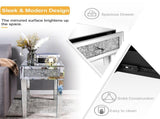 () 1-Drawer Bedside Table Decorated with Rhinestones MDF Mirrored Side Table 94145464