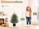 Set of 2 3ft Two-Tone Green PE Potted Trees with Round Black Pots, 250 Branch Tips Each, Artificial 26409058