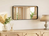 Anti-Fog Bathroom Wall Mirror 30" x 40" Shatterproof Mirror with Rectangular Metal Frame, Black 29282252