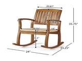 Acacia Wood Patio Outdoor Rocking Chair with cushions for Garden, Lawn, Backyard, Pool, 89125629