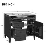 36'' Bathroom Vanity with Top Sink, Modern Bathroom Storage Cabinet with 2 Drawers and a Tip-out N710P230246B