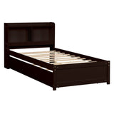 Twin Bed with Trundle,Bookcase,Espresso W50440497